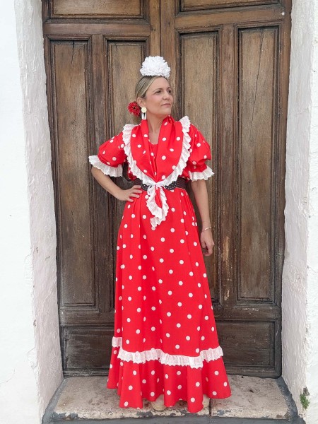 BATA ROMERIA ROJA LUNAR BLANCO